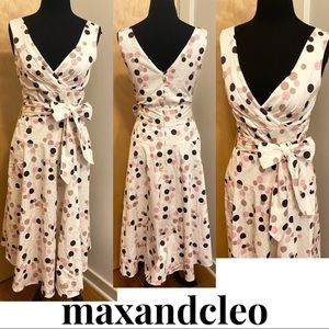 Max and Cleo Women’s Polka Dot V-Neck Dress Size 6